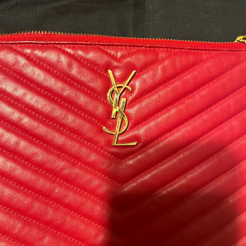 Yves Saint Laurent Red Quilted Leather Clutch